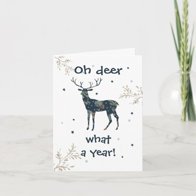 Tarjeta Festiva Cuarentena 2020 Navidades Oh Deer What A Year (Anverso)