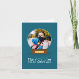 Tarjeta Festiva Cuarentena de burbujas, foto navideña