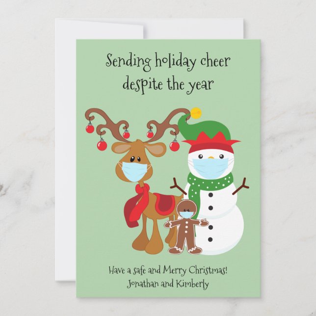 Tarjeta Festiva Cuarentena envía alegría navideña a pesar del año (Anverso)