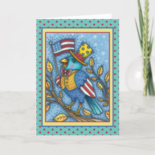 TARJETA FESTIVA CUARTO DEL TUIT BLUEBIRD DE JULIO, BANDERA ESTADOU