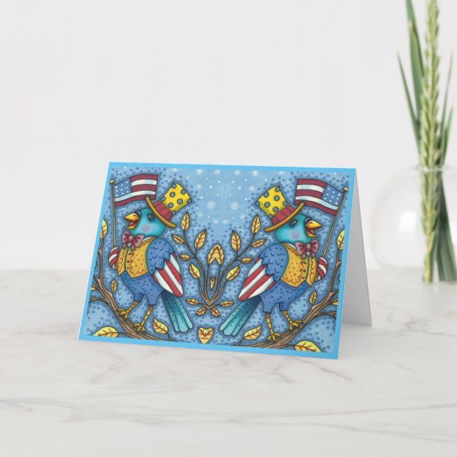 TARJETA FESTIVA CUARTO DEL TUIT DE BLUEBIRD DE JULIO, COLA DE BAND (Anverso)