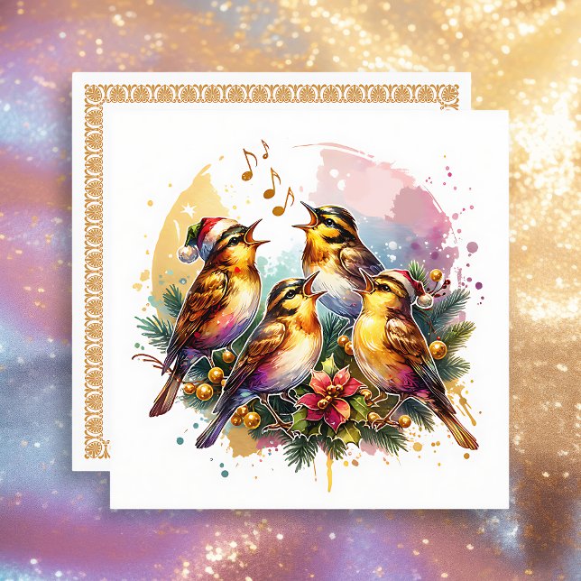 Tarjeta Festiva Cuatro Aves Llamadas | Doce días de Navidades (Subido por el creador)
