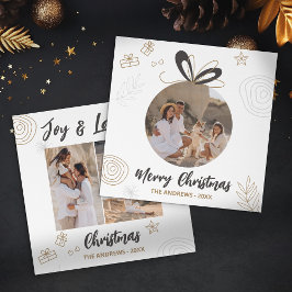 Tarjeta Festiva Cuatro fotos de la familia de Navidades Minimalist