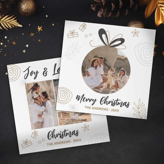 Tarjeta Festiva Cuatro fotos de la familia de Navidades Minimalist (Subido por el creador)