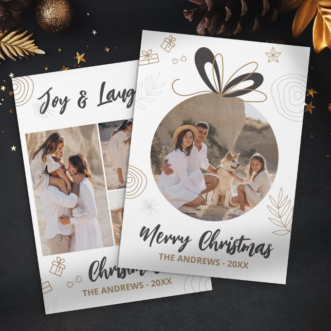 Tarjeta Festiva Cuatro fotos de la familia de Navidades Minimalist (Subido por el creador)