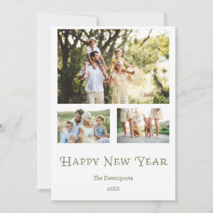 Tarjeta Festiva Cuatro Fotos Familia Año Nuevo Alegre