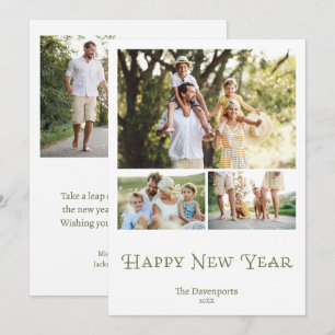 Tarjeta Festiva Cuatro Fotos Familia Año Nuevo Alegre