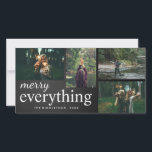 Tarjeta Festiva Cuatro fotos | Guión de teclado Merry Everything<br><div class="desc">Cuatro fotos | Festividad de la tipografía del guión de la pizarra Merry Everything</div>