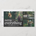 Tarjeta Festiva Cuatro fotos | Merry Everything Chalkboard Script<br><div class="desc">Cuatro fotos | Festividad de la tipografía del guión de fletamento de Merry Everything Chalkboard</div>