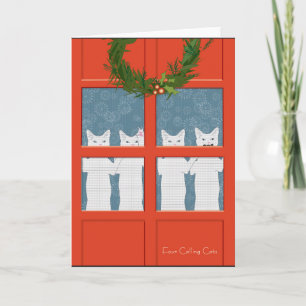 Tarjeta Festiva Cuatro gatos de llamada… Día de fiesta