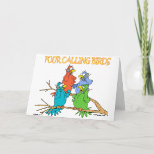 Tarjeta Festiva Cuatro pájaros de llamada