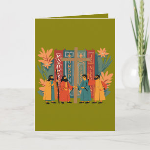 Tarjeta Festiva Cuatro Pájaros que Cantan Estarcido Recortable de