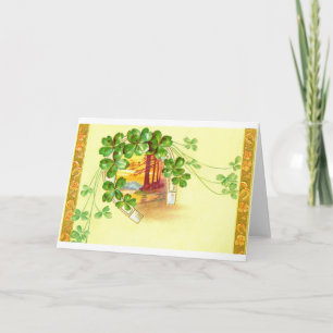 Tarjeta Festiva Cuatro trébol de hojas y herradura