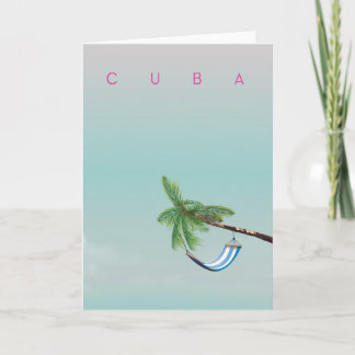 Tarjeta Festiva Cuba Hammock estilo Viejo impreso de vacaciones.