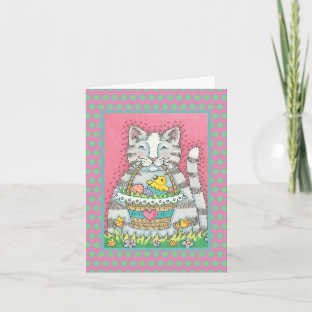 TARJETA FESTIVA CUBIERTO KITTEN WHIMSICAL Y CUBIERTA, CAT, VERSE (Anverso)