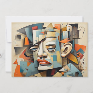 Tarjeta Festiva Cubismo de época Art Gracioso Abstrado En Cualquie