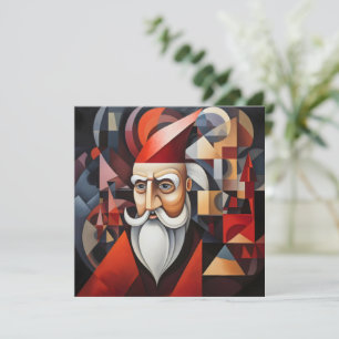 Tarjeta Festiva Cubismo de Santa Claus