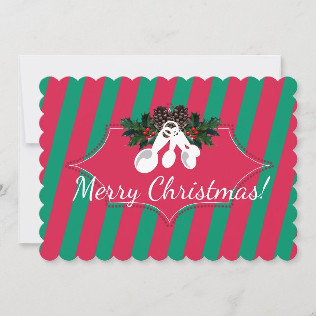 Tarjeta Festiva Cucharas de medición Navidades de la cocina de (Anverso)
