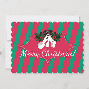 Tarjeta Festiva Cucharas de medición Navidades de la cocina de