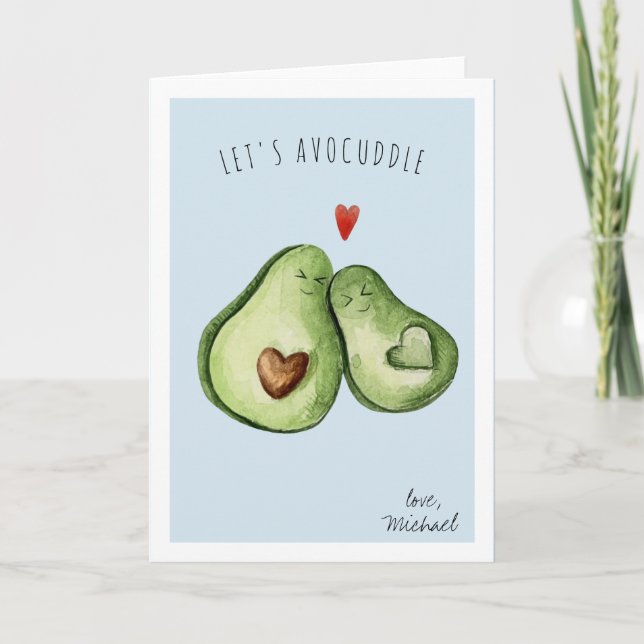 Tarjeta Festiva Cuchillo romántico de aguacate | Día de San Valent (Anverso)