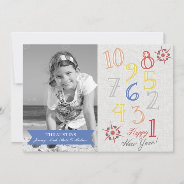 Tarjeta Festiva Cuenta regresiva para Año Nuevo (Anverso)