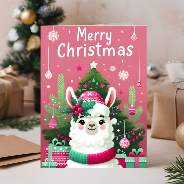 Tarjeta Festiva Cuenta regresiva para Navidades con una Llama (christmas,christmas movies,christmas countdown,christmas in july,christmas songs,christmas vacation)