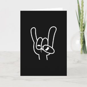 Tarjeta Festiva Cuernos de diablo de Heavy Metal línea blanca