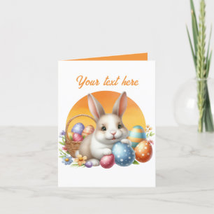 Tarjeta Festiva Cuidada acuarela Conejo de Pascua añadir mensaje