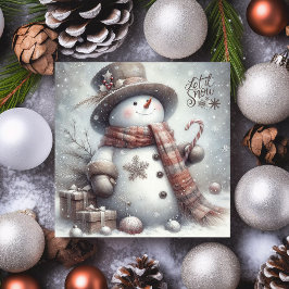 Tarjeta Festiva Cuidada muñeca de nieve deja que nieve Feliz Navid