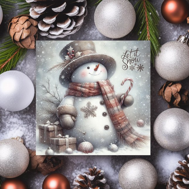 Tarjeta Festiva Cuidada muñeca de nieve deja que nieve Feliz Navid (Subido por el creador)