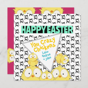 Tarjeta Festiva Cuidada Quirky Feliz Pascua Tu Loco Pollo