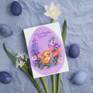 Tarjeta Festiva Cuidada retro vintage Pascua chick agregar mensaje