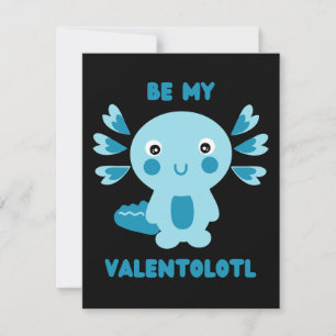 Tarjeta Festiva Cuidado azul kawaii axolotl preguntando - Sé mi Va