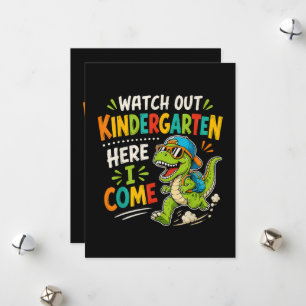 Tarjeta Festiva Cuidado jardín de infancia aquí vengo Dino