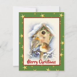 Tarjeta Festiva Cuidados Navidades de acuarela Dos Berries De Niev
