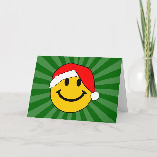 Tarjeta Festiva Cuidados Navidades Santa Happy Face (Anverso)
