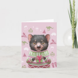 Tarjeta Festiva Cuidadosa carta australiana de Navidades animales