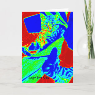 Tarjeta Festiva Cujo el tecnicolor del gato