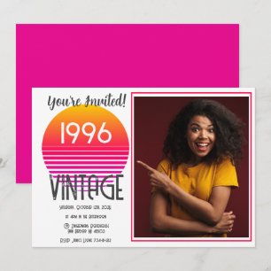 Tarjeta Festiva Cumpleaños 30 Pink Retro Sol 1996