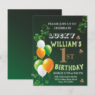 Tarjeta Festiva Cumpleaños afortunado 1, Día de San Patricio Duend