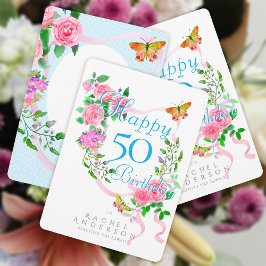 Tarjeta Festiva Cumpleaños con cinta de rosa rosa