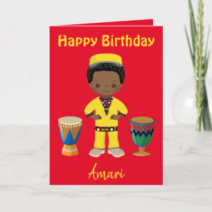 Tarjeta Festiva Cumpleaños con tema africano 