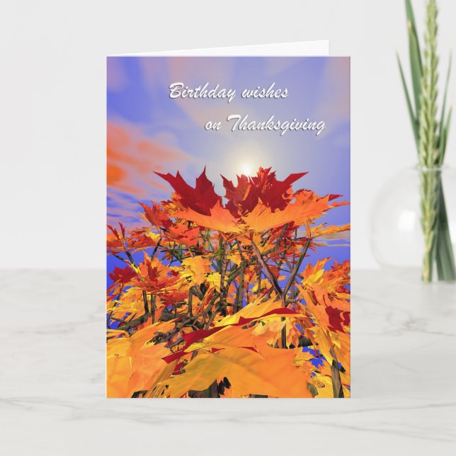 Tarjeta Festiva Cumpleaños de Acción de Gracias - Lleno de Caída (Anverso)