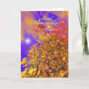 Tarjeta Festiva Cumpleaños de Acción de Gracias - Vuelo de otoño