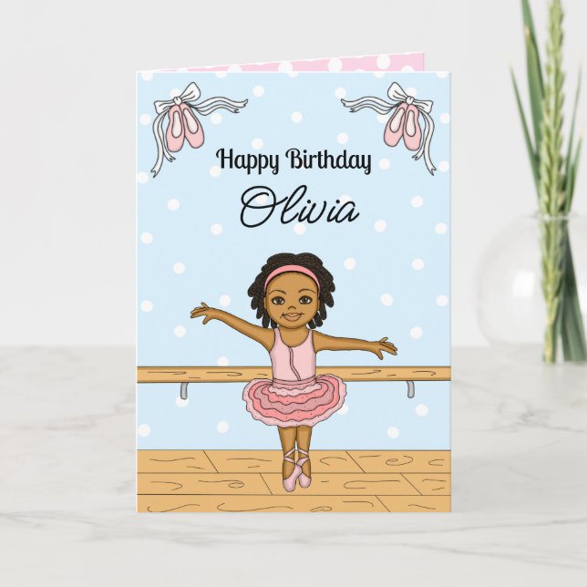 Tarjeta Festiva Cumpleaños de Ballerina Personalizada (Anverso)