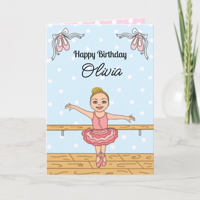 Tarjeta Festiva Cumpleaños de Ballerina Personalizada (Anverso)