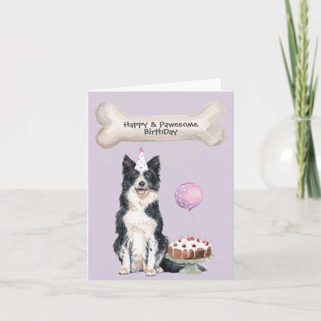 Tarjeta Festiva Cumpleaños de Border Collie (Anverso)