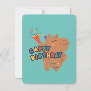 Tarjeta Festiva Cumpleaños de Cappy   Cute Capybara Feliz cumpleañ