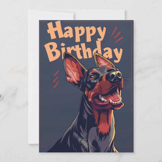Tarjeta Festiva Cumpleaños de Doberman (Anverso)