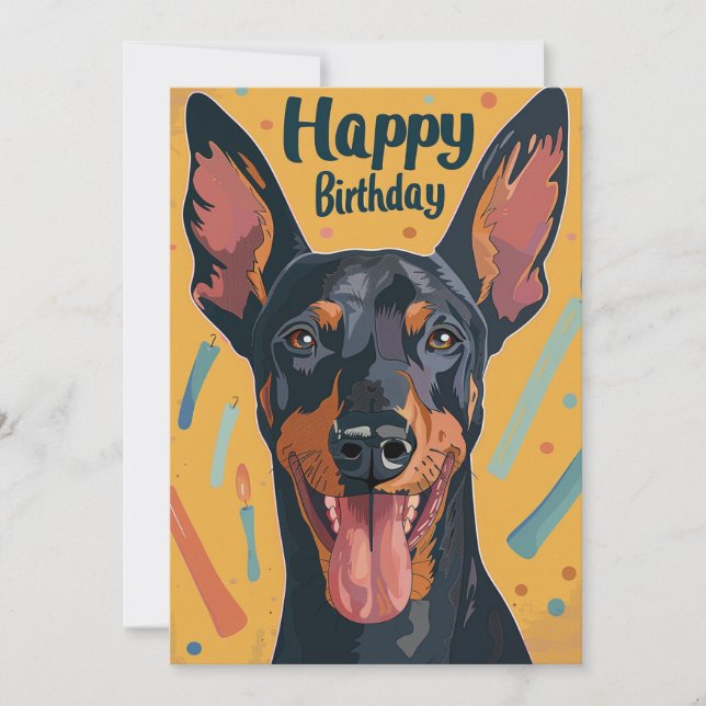 Tarjeta Festiva Cumpleaños de Doberman (Anverso)